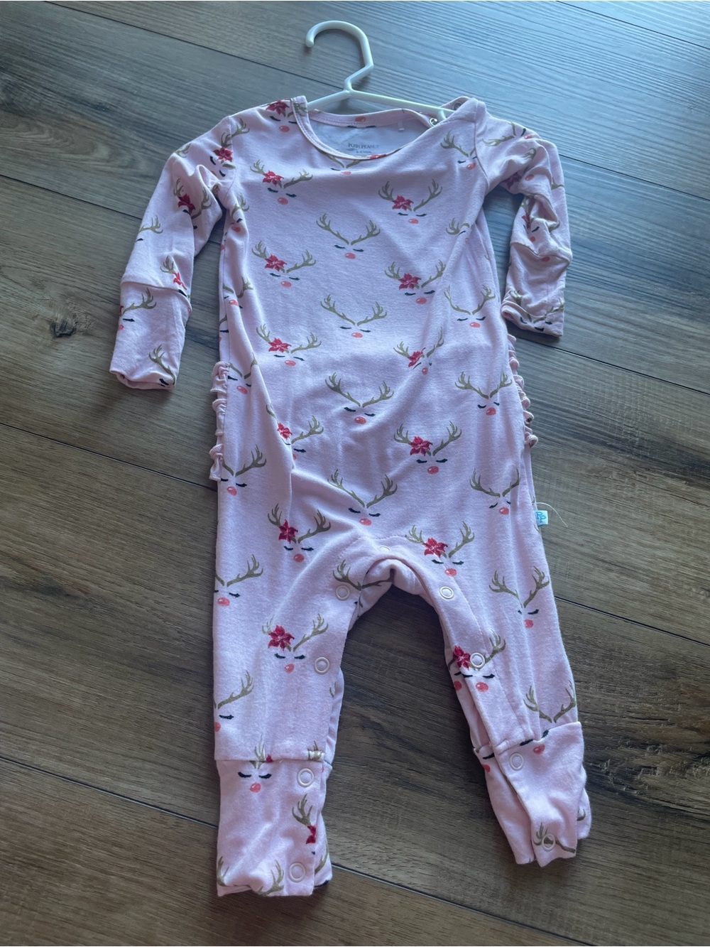 Posh Peanut Pink Floral Antler Footie